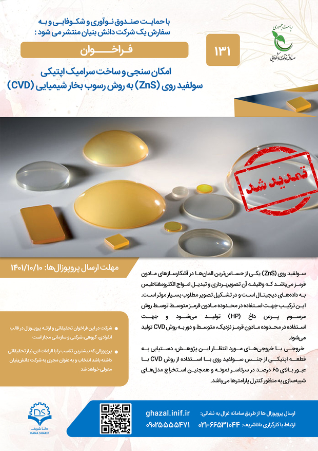 امکان سنجی و ساخت سرامیک اپتیکی سولفید روی (ZnS) به روش رسوب بخار شیمیایی (CVD)