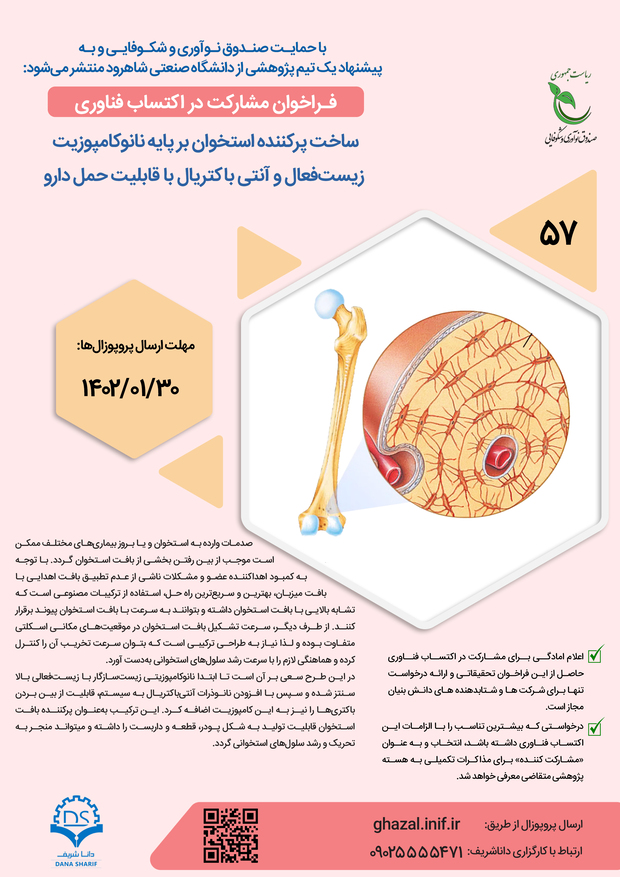 ساخت پرکننده استخوان بر پایه نانوکامپوزیت زیست‌فعال و آنتی‌باکتریال با قابلیت حمل دارو